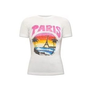 Balenciaga Bedrukt T-shirt , White , Dames , Maat: S