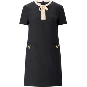 Valentino, Dames, Jurken, Zwart, Maat: S Zijde,