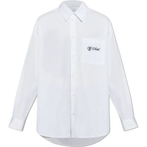 Off White, Heren, Overhemden, Wit, Maat: XS Katoen,