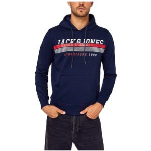 Jack & Jones, Heren, Sweatshirts & Hoodies, Blauw, Maat: S Katoen,