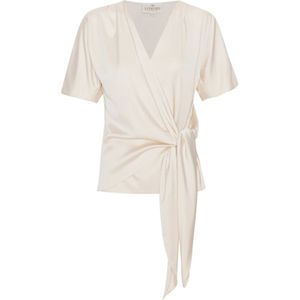 Karmamia, Dames, Blouses & Shirts, Beige, Maat: S Satijn,