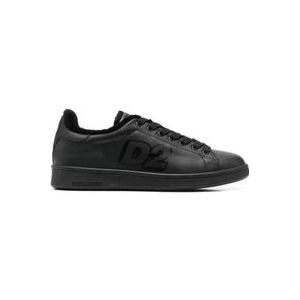 Dsquared2 Zwarte Leren Casual Sneakers voor Mannen , Black , Heren , Maat: 41 EU