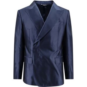 Dolce & Gabbana, Heren, Jassen, Blauw, Maat: XL Zijde,