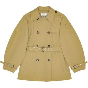 Ganni, Dames, Mantels, Groen, Maat: M Poliester,