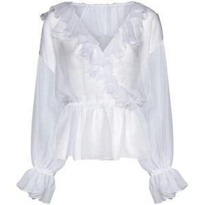 Dolce & Gabbana, Dames, Blouses & Shirts, Wit, Maat: M Chiffon,