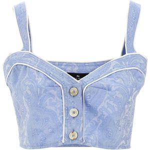 Etro, Dames, Tops, Blauw, Maat: XS Katoen,