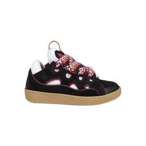 Lanvin Leren Sneakers Zwart/Bordeaux Aw24 , Black , Dames , Maat: 37 EU