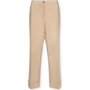 Elena Mirò, Dames, Broeken, Beige, Maat: M Linnen,