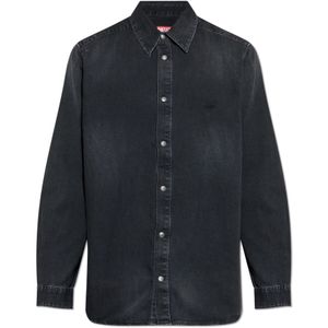 Diesel, Heren, Overhemden, Zwart, Maat: M Denim,