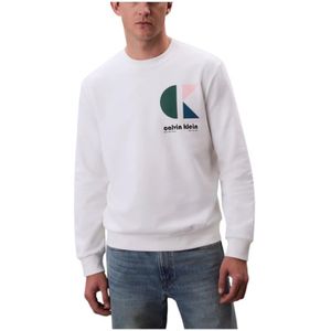 Calvin Klein, Heren, Sweatshirts & Hoodies, Wit, Maat: L Katoen,