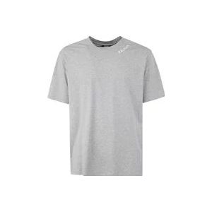 Balmain Stitch Kraag T-Shirt Rechte Pasvorm , Gray , Heren , Maat: S