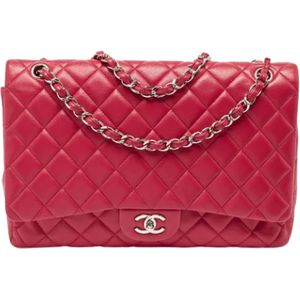 Chanel Vintage, Dames, Pre-owned, Rood, Maat: ONE Size Leer,