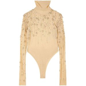 Patrizia Pepe, Dames, Tops, Beige, Maat: 4XS Leer,