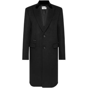 Philipp Plein, Heren, Mantels, Zwart, Maat: L Katoen,