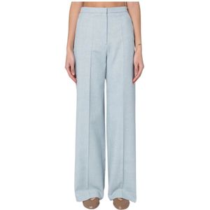 Loulou Studio, Dames, Broeken, Grijs, Maat: L Linnen,