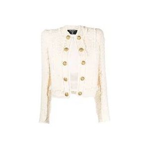 Balmain Katoenen Tweed Fringed Vest , Beige , Dames , Maat: S