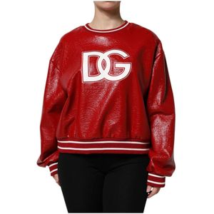 Dolce & Gabbana, Dames, Sweatshirts & Hoodies, Rood, Maat: XL Wol,