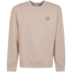 Maison Kitsuné, Heren, Sweatshirts & Hoodies, Beige, Maat: S Katoen,