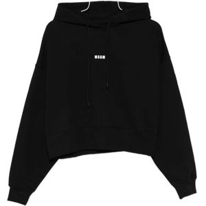 Msgm, Dames, Sweatshirts & Hoodies, Zwart, Maat: S Katoen,