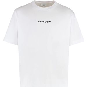 Maison Kitsuné - Geribbelde Katoenen T-shirt - Wit - Heren