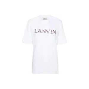 Lanvin Geborduurd Oversize T-Shirt , White , Dames , Maat: S