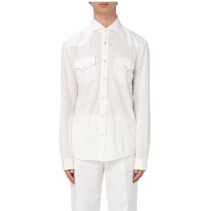 Brunello Cucinelli, Heren, Overhemden, Wit, Maat: XL Linnen,