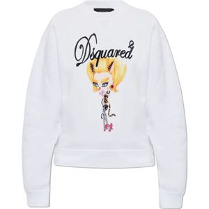 Dsquared2, Dames, Sweatshirts & Hoodies, Wit, Maat: M