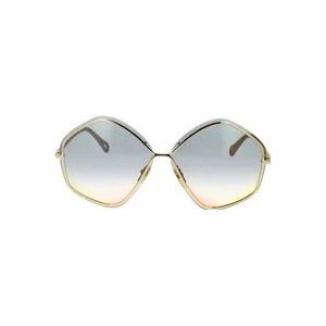 Chloé Trendy pentagonale zonnebril met gekleurde lenzen , Yellow , Dames , Maat: 65 MM