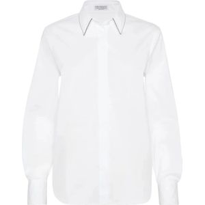 Brunello Cucinelli, Dames, Blouses & Shirts, Wit, Maat: S Katoen,