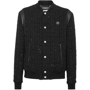 Philipp Plein, Heren, Jassen, Zwart, Maat: M Tweed,