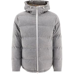 Brunello Cucinelli, Heren, Jassen, Grijs, Maat: XL Leer,