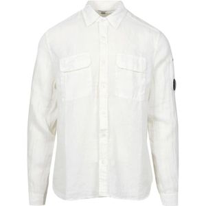 C.p. Company, Heren, Overhemden, Wit, Maat: 2XL Linnen,