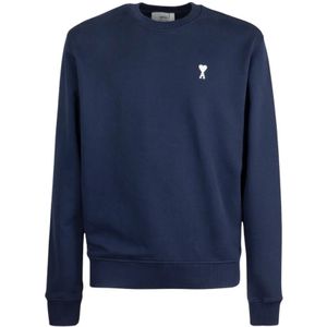 Ami Paris, Heren, Sweatshirts & Hoodies, Blauw, Maat: XS Katoen,