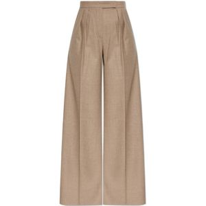 Max Mara, Dames, Broeken, Beige, Maat: XS Leer,