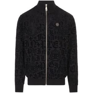 Philipp Plein, Heren, Sweatshirts & Hoodies, Zwart, Maat: L Zijde,