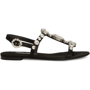 Dolce & Gabbana, Dames, Schoenen, Zwart, Maat: 39 EU Zijde,