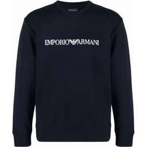 Emporio Armani, Heren, Sweatshirts & Hoodies, Blauw, Maat: M Katoen,