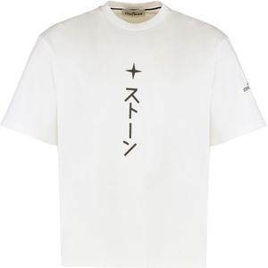 Stone Island, Heren, Tops, Wit, Maat: L Katoen,