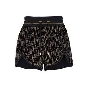 Balmain Gepersonaliseerde fluwelen jersey shorts , Multicolor , Dames , Maat: S