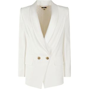 Elisabetta Franchi, Dames, Jassen, Wit, Maat: M Leer,