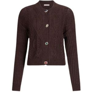 Liu Jo - Wollen Vest - Bruin - Dames - Met Juweelknopen