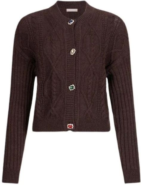 Liu Jo - Wollen Vest - Bruin - Dames - Met Juweelknopen