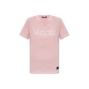 Versace T-shirt met logo , Pink , Dames , Maat: M
