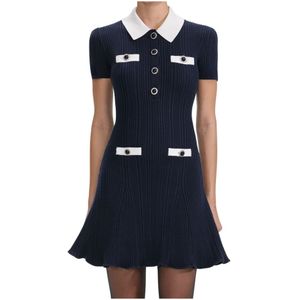 Self Portrait, Dames, Jurken, Blauw, Maat: M Wol,