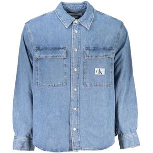 Calvin Klein, Heren, Overhemden, Blauw, Maat: 2XL Katoen,