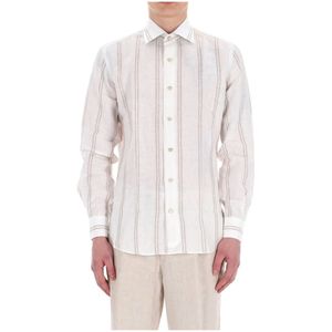 Eleventy, Heren, Overhemden, Wit, Maat: L Linnen,