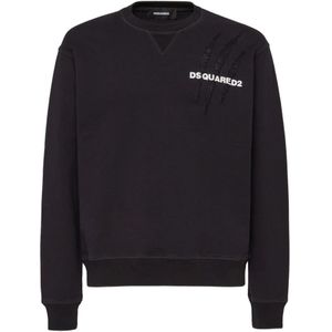 Dsquared2, Heren, Sweatshirts & Hoodies, Zwart, Maat: L Katoen,
