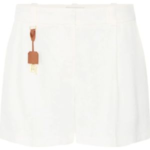 Elisabetta Franchi, Dames, Korte broeken, Beige, Maat: L Gabardine,