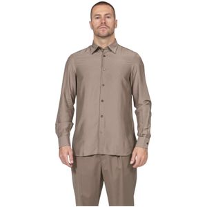 Emporio Armani, Heren, Overhemden, Beige, Maat: M Zijde,