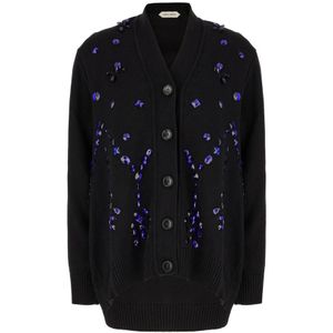 Alberta Ferretti, Dames, Truien, Zwart, Maat: S Zijde,